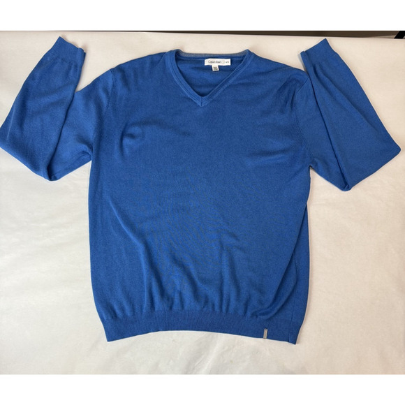 Calvin Klein Sweater Blue Preppy Cotton Modal XL - Picture 4 of 8